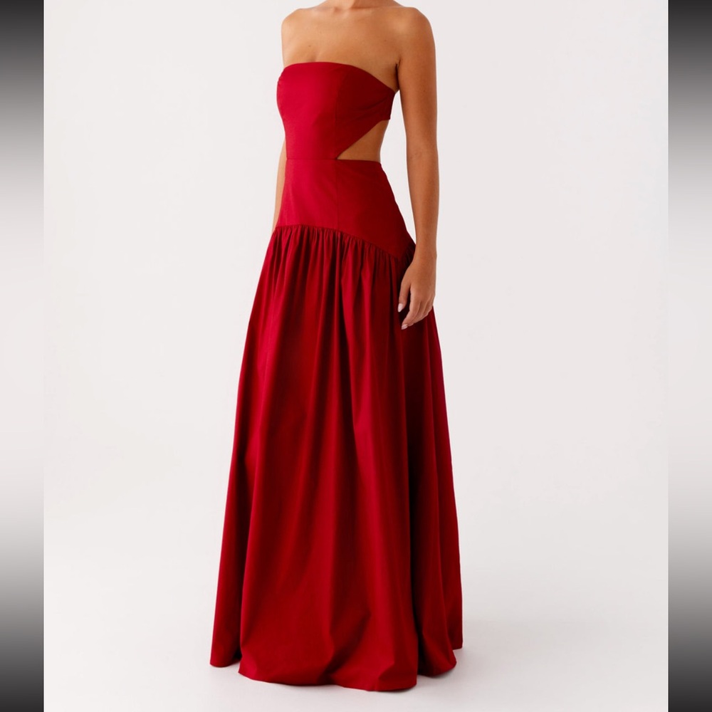 NEVER WORN Peppermayo Red Strapless Maxi Dress